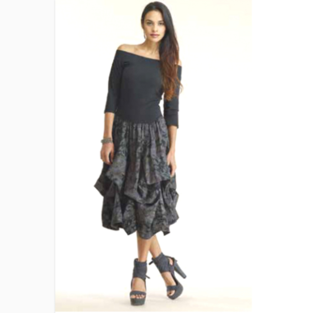 Luna Luz Gray Off Shoulder 3/4 Sleeve Tie Dress
